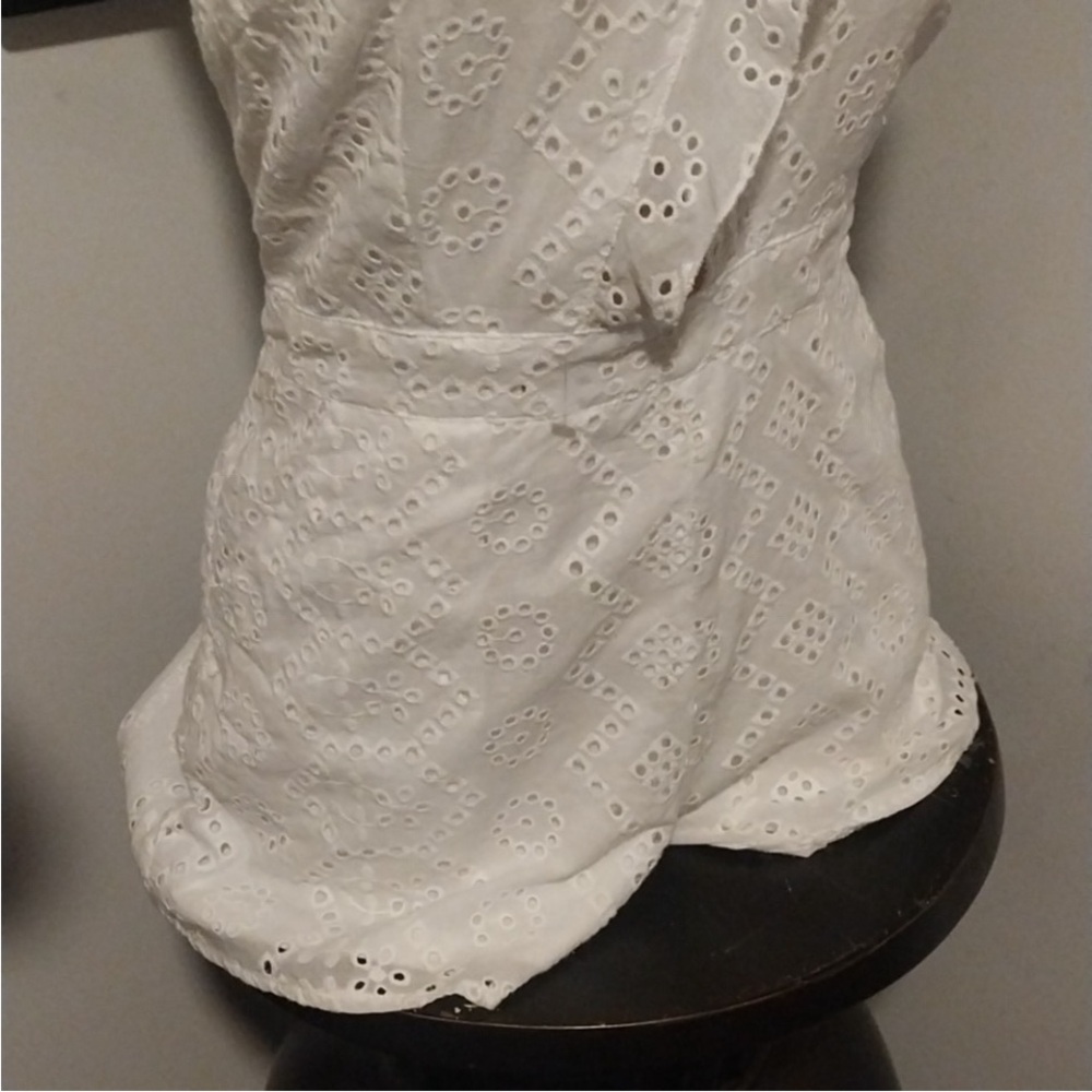 Pink Lily White Eyelet Cross-Back Romper - Picture 4 of 13